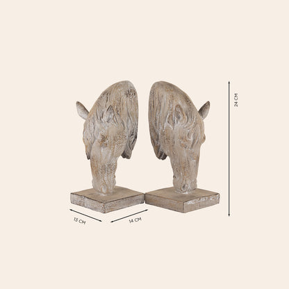 Decorative Horse Head Books End (Pair)- Distressed Brown