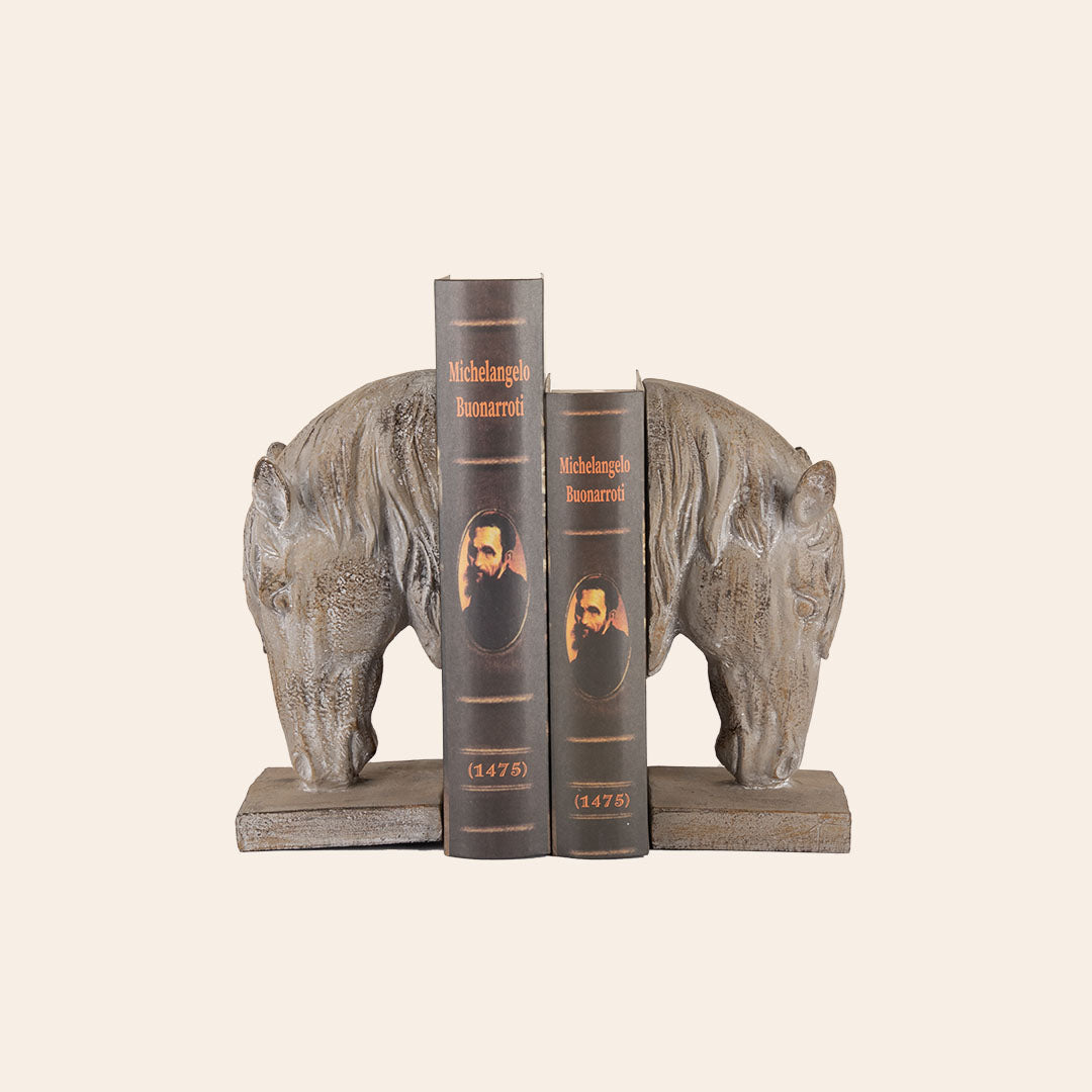 Decorative Horse Head Books End (Pair)- Distressed Brown