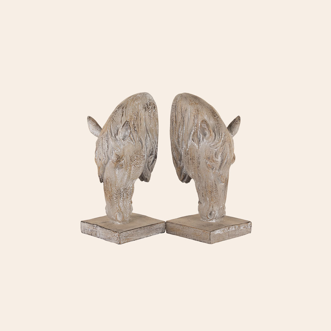 Decorative Horse Head Books End (Pair)- Distressed Brown