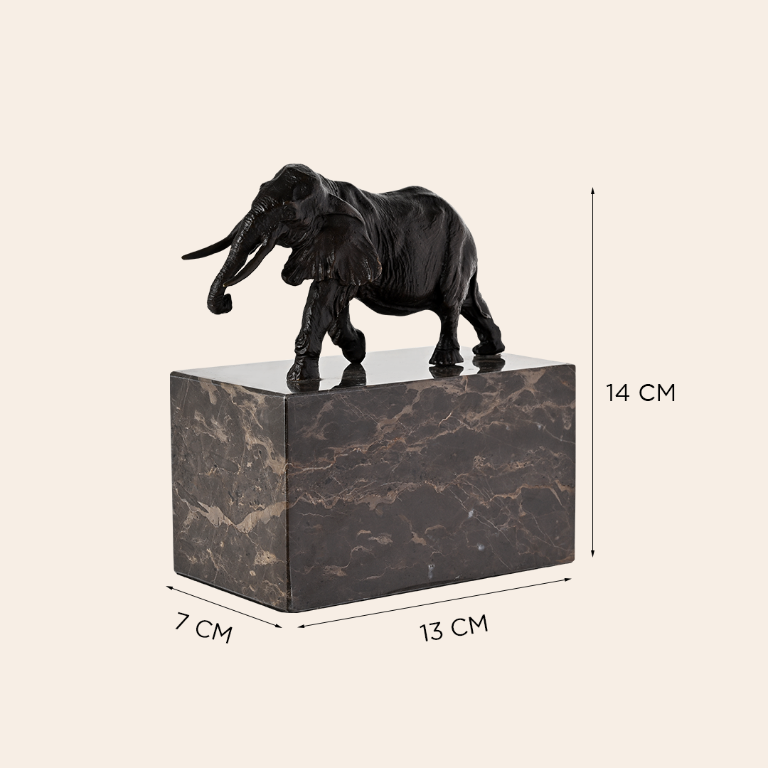 Bronze Elephant Sculpture on Granite