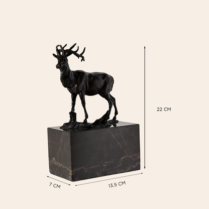 Bronze Standing Deer Sculpture on Granite