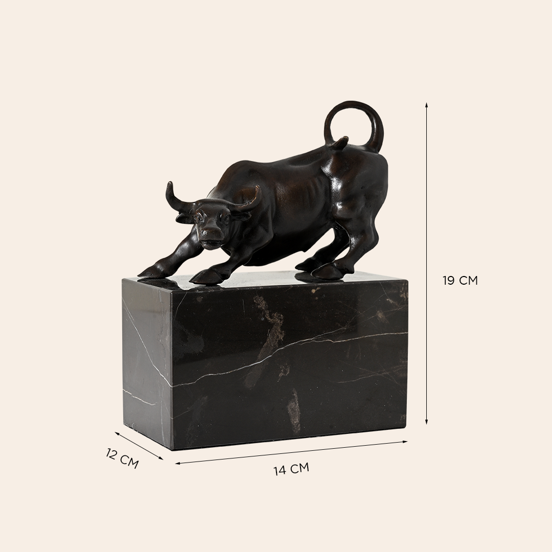 Bronze Bull Sculpture on Granite