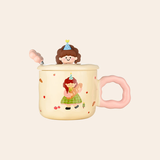 Girl Charm Mug with Lid & Spoon
