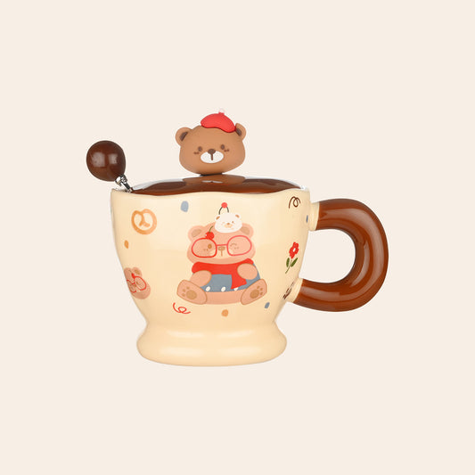 Bear Bliss Mug with Lid and Spoon