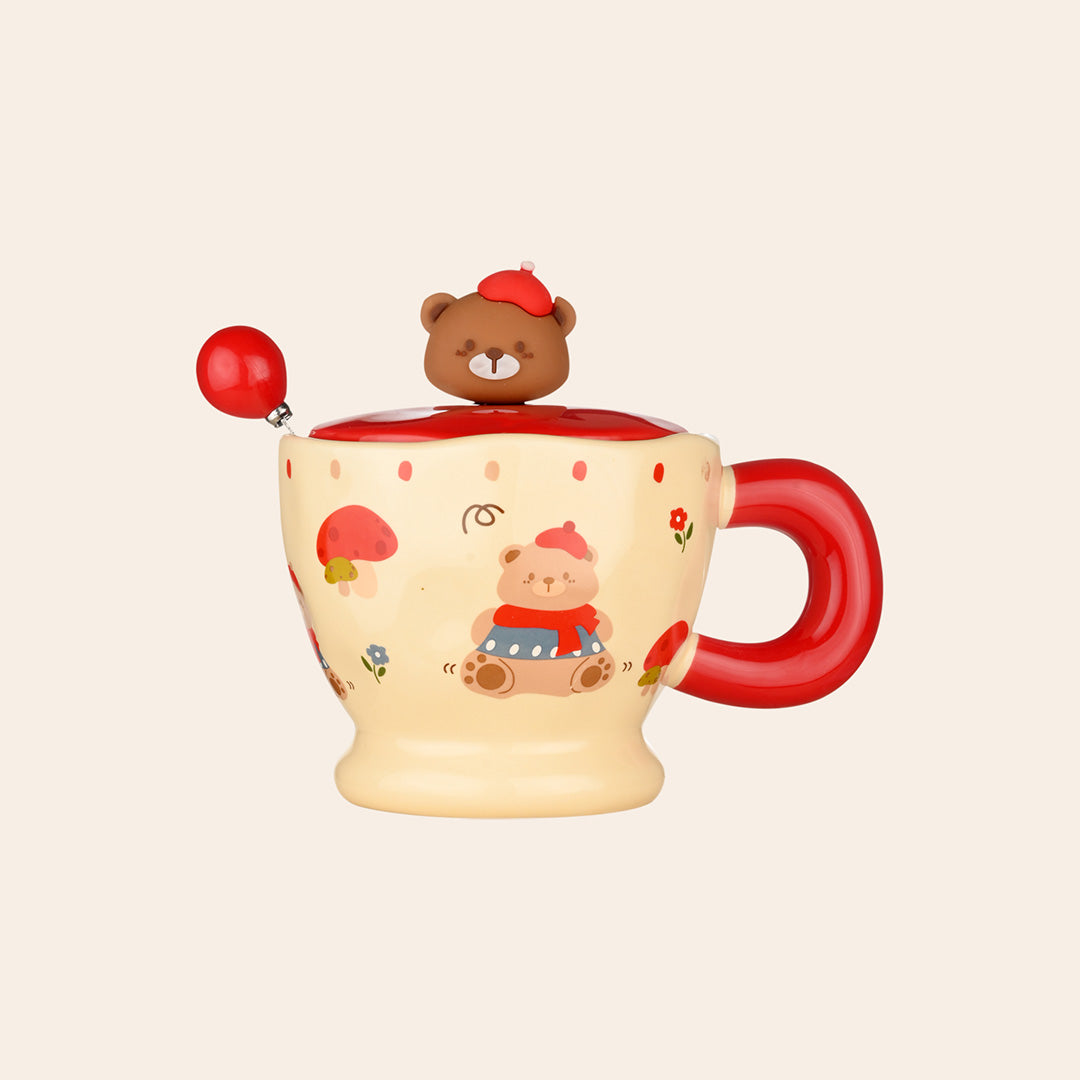 Bear Bliss Mug with Lid and Spoon