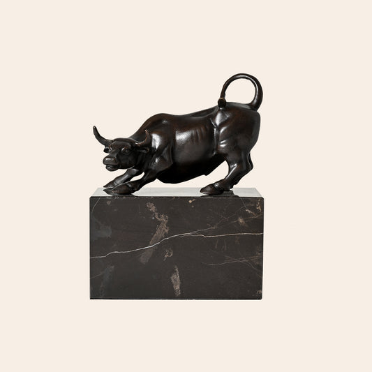BRONZE BULL ON GRANITE