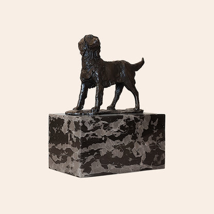 Bronze Standing Dog on Marble