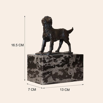Bronze Standing Dog on Marble