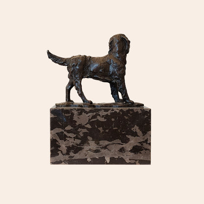 Bronze Standing Dog on Marble