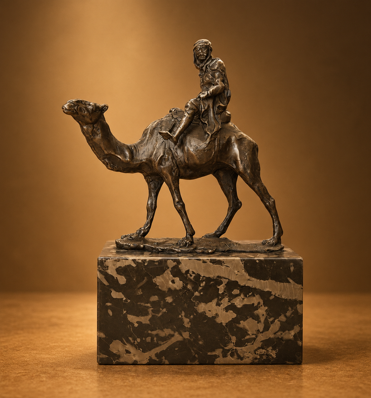 Bronze Ride Camel on Marble
