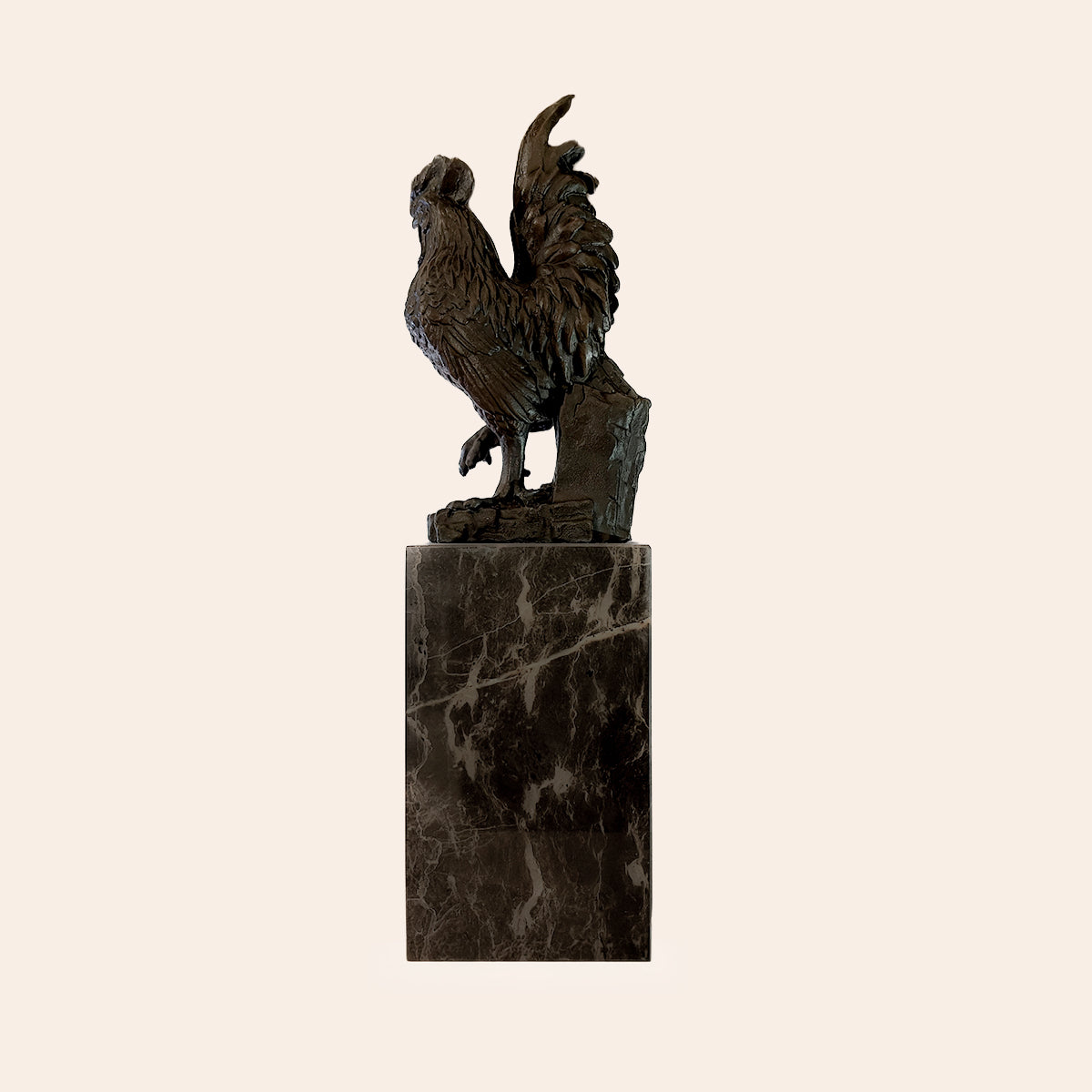 Bronze Standing Rooster on Marble