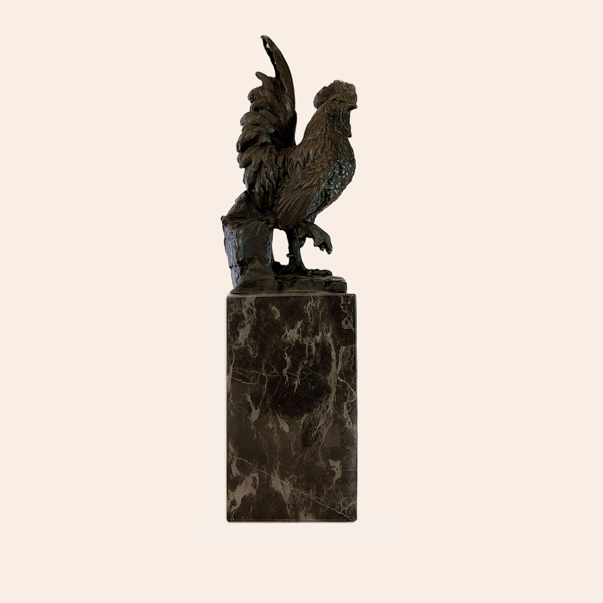 Bronze Standing Rooster on Marble