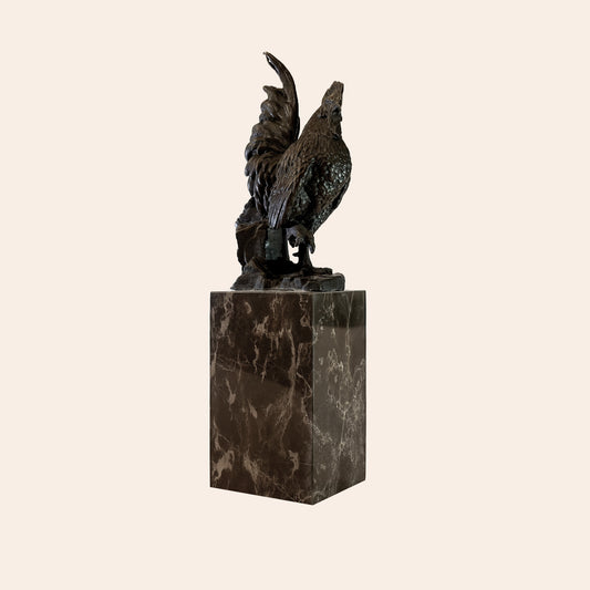 Bronze Standing Rooster on Marble