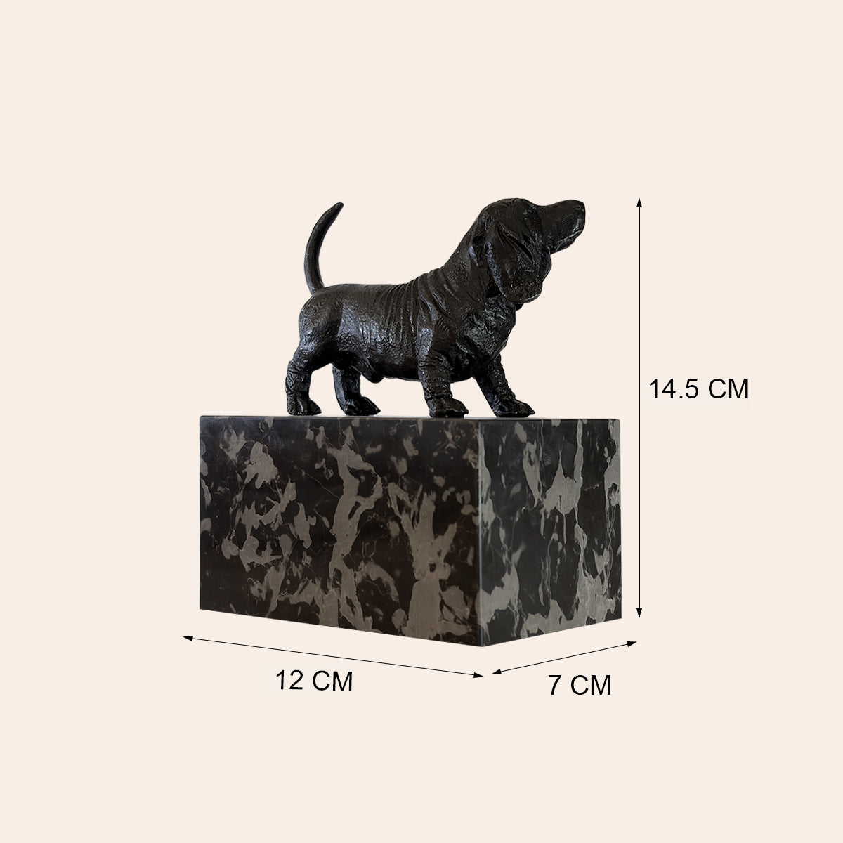 Bronze Standing Dachshund on Marble