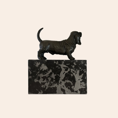 Bronze Standing Dachshund on Marble