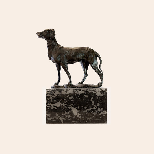 Bronze Standing Hunter Dog on Marble